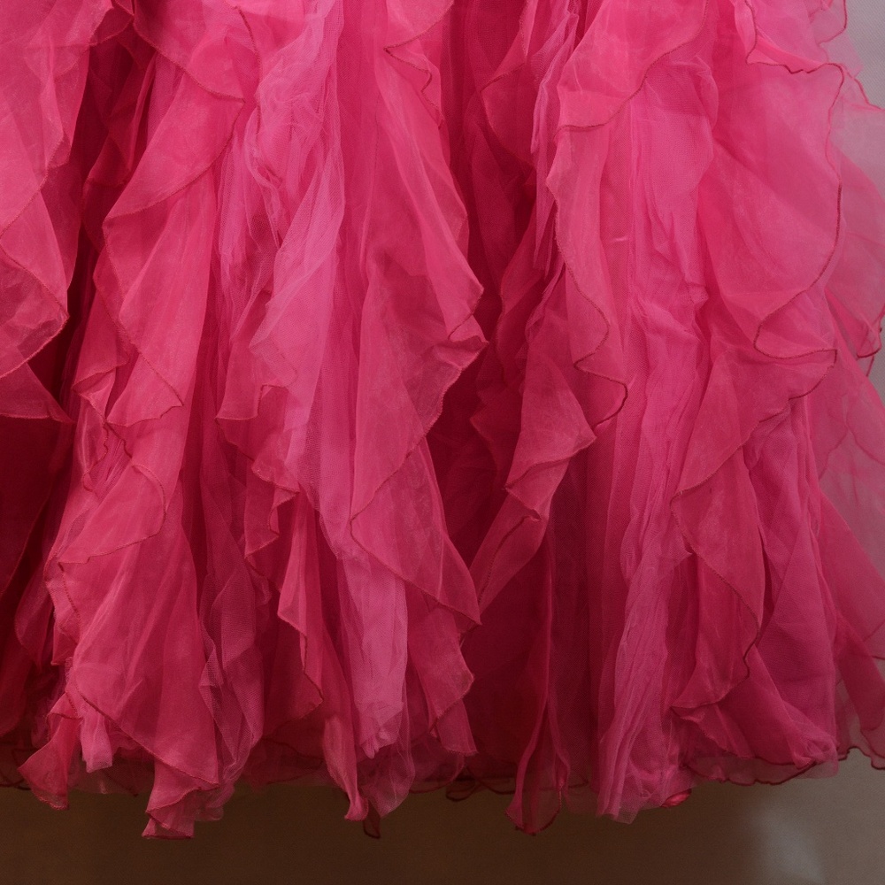 Pink Ruffle Prom Dress SZ 8 - Picture 10 of 12